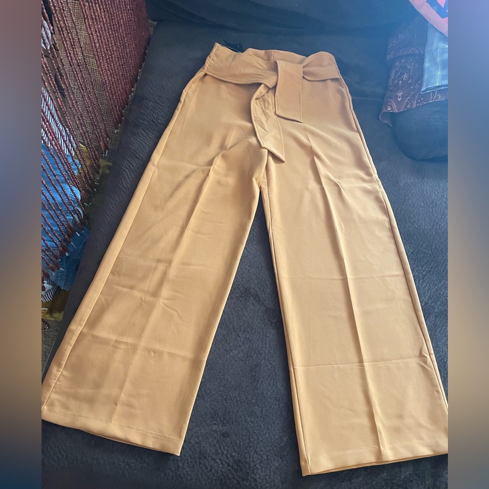 Womens Pants W/Front Belt Tie -Size  L